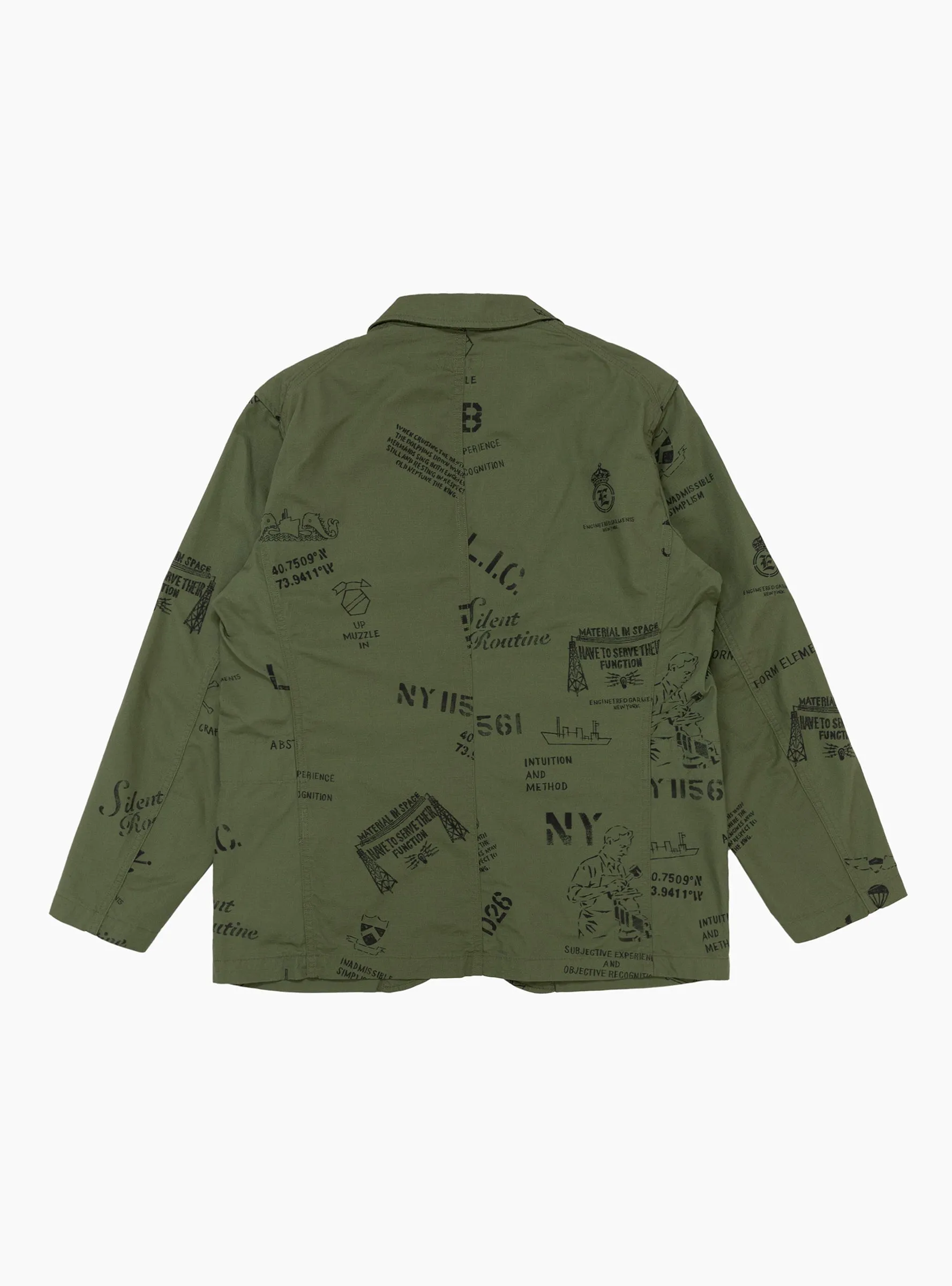 Graffiti Print Ripstop Jacket Olive