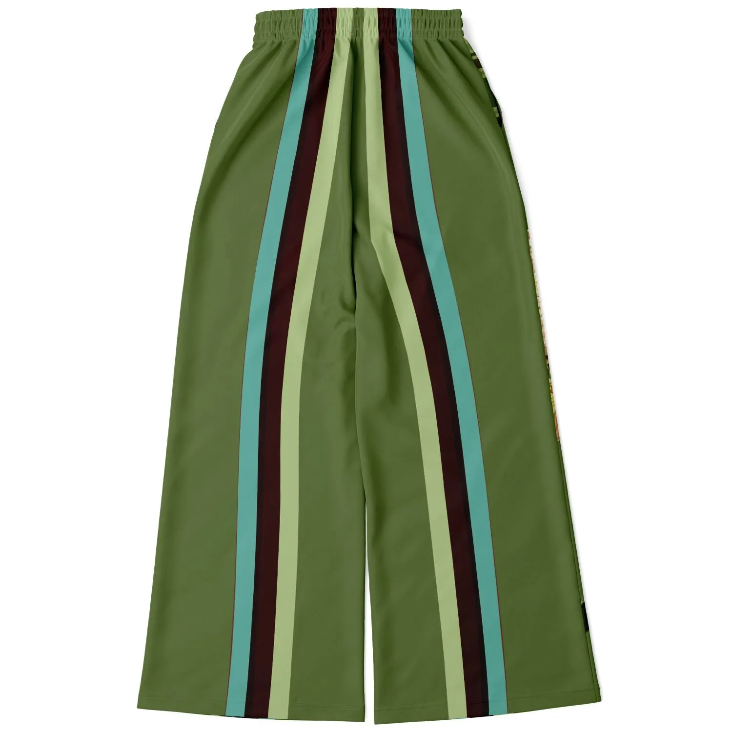 Green Caravan Striped Eco-Poly Stretchy Phat Bellbottoms