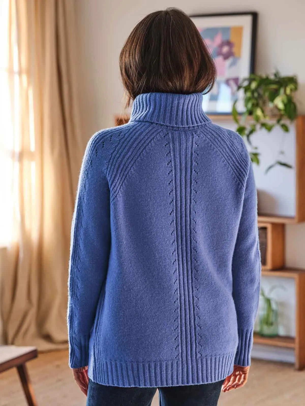 Hailie Lambswool Funnel Neck Jumper - Periwinkle Blue