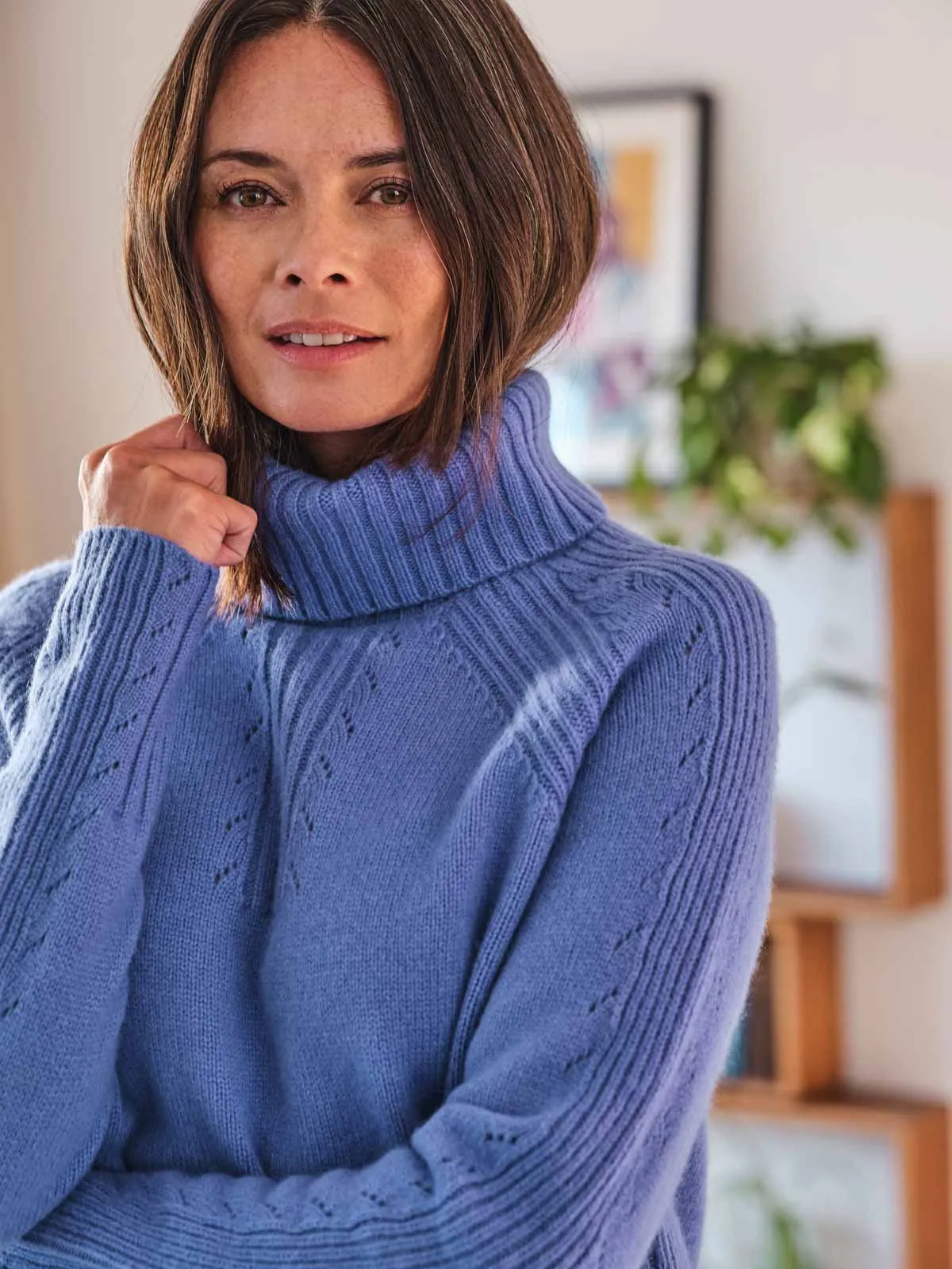 Hailie Lambswool Funnel Neck Jumper - Periwinkle Blue