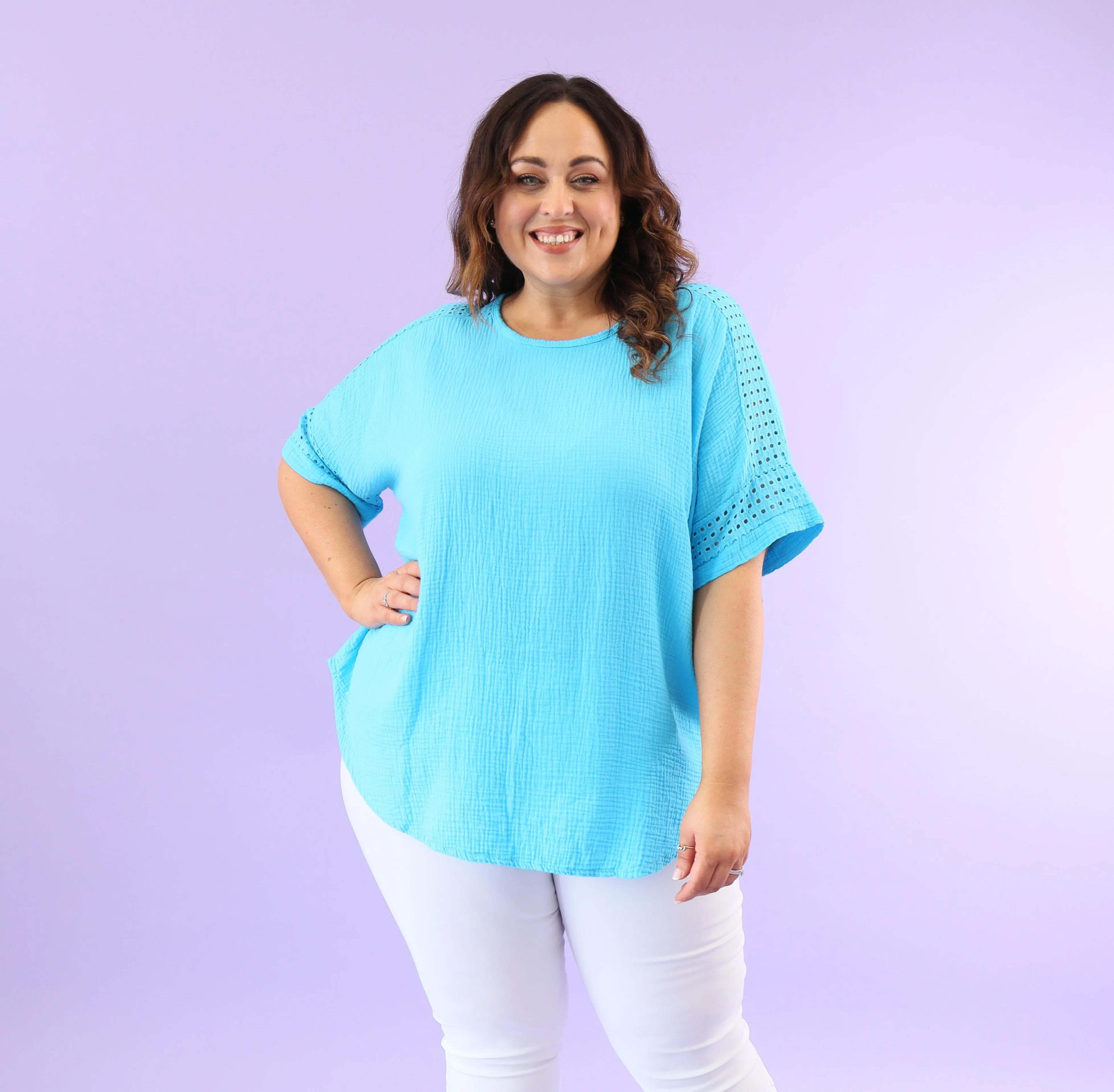 Hana Cotton Blouse in Blue