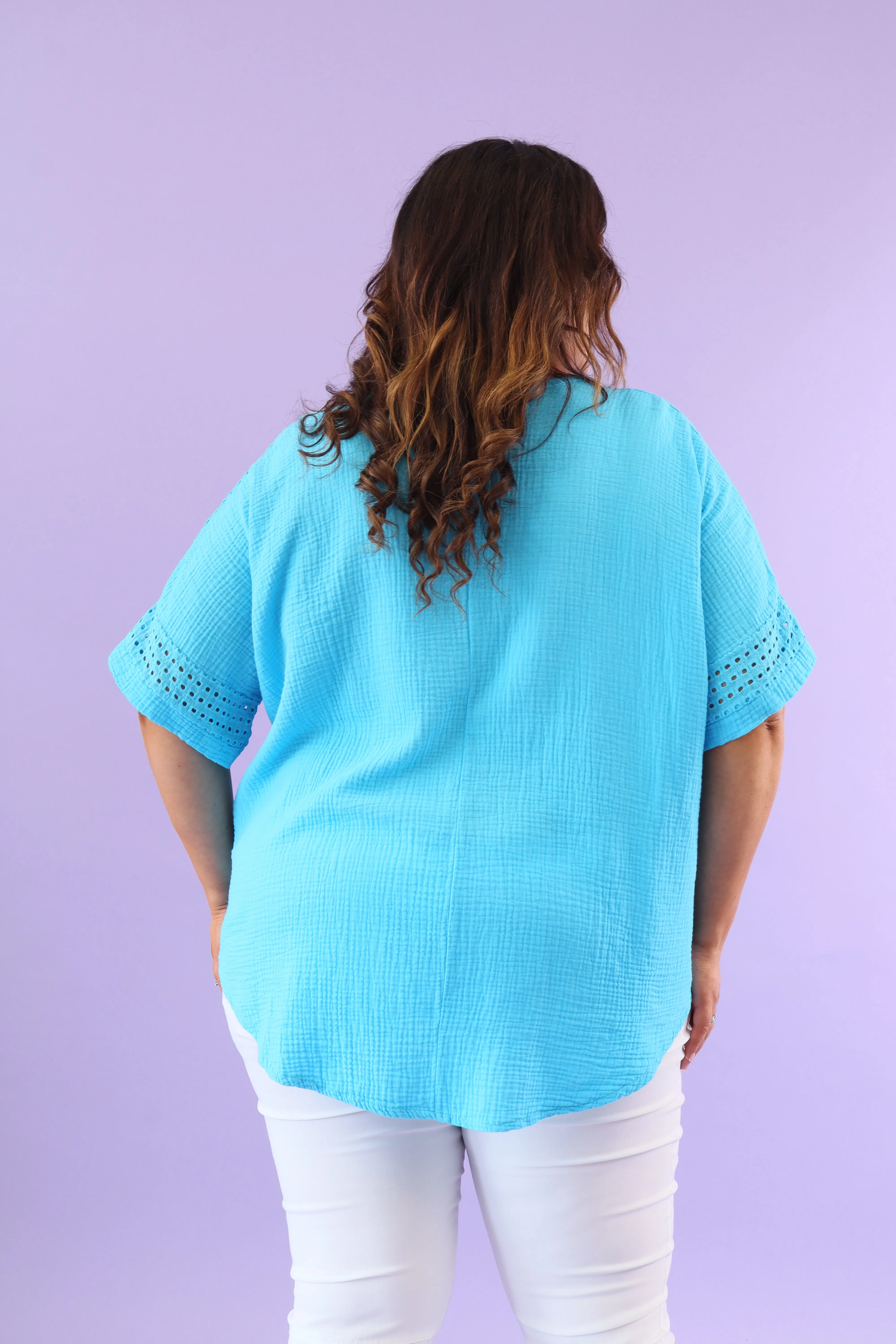 Hana Cotton Blouse in Blue