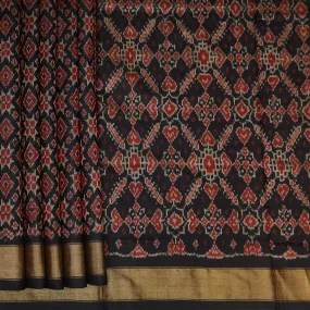 Handwoven Black Ikat Patola Saree - 258N013955DSJ