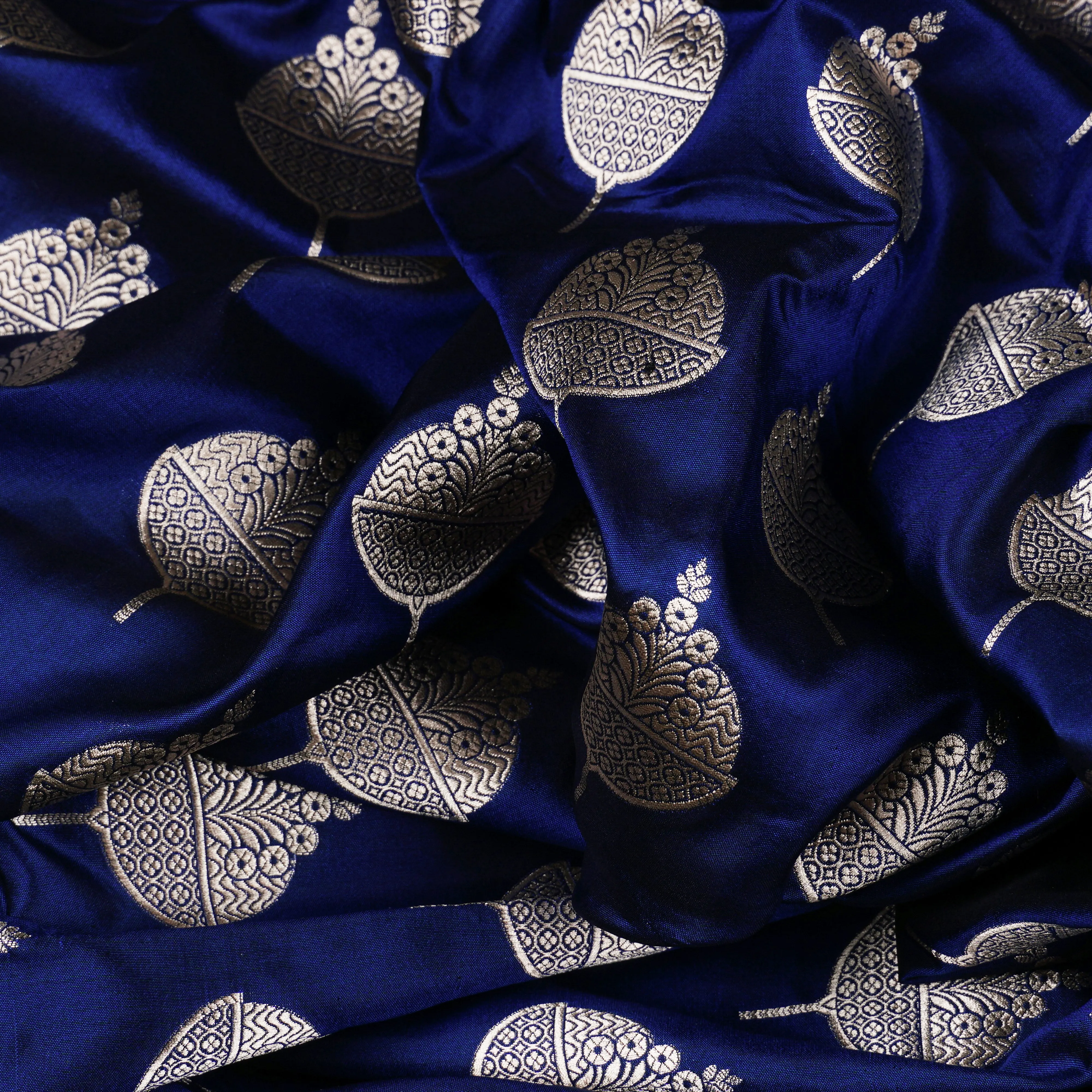 Handwoven Blue Banarasi Silk Saree - 1964T009481DSC