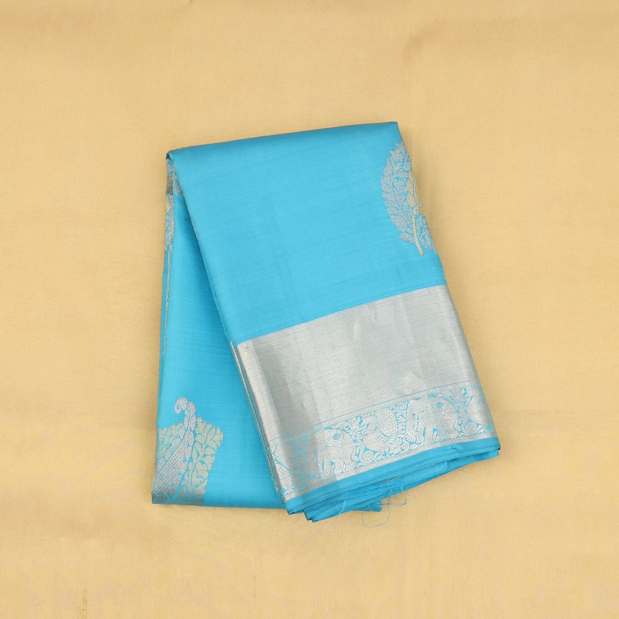 Handwoven Blue Kanjivaram Silk Saree - 382N016224DSA