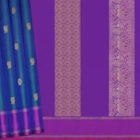 Handwoven Blue with Violet Kanjivaram Silk Saree - 2132T010641DSC