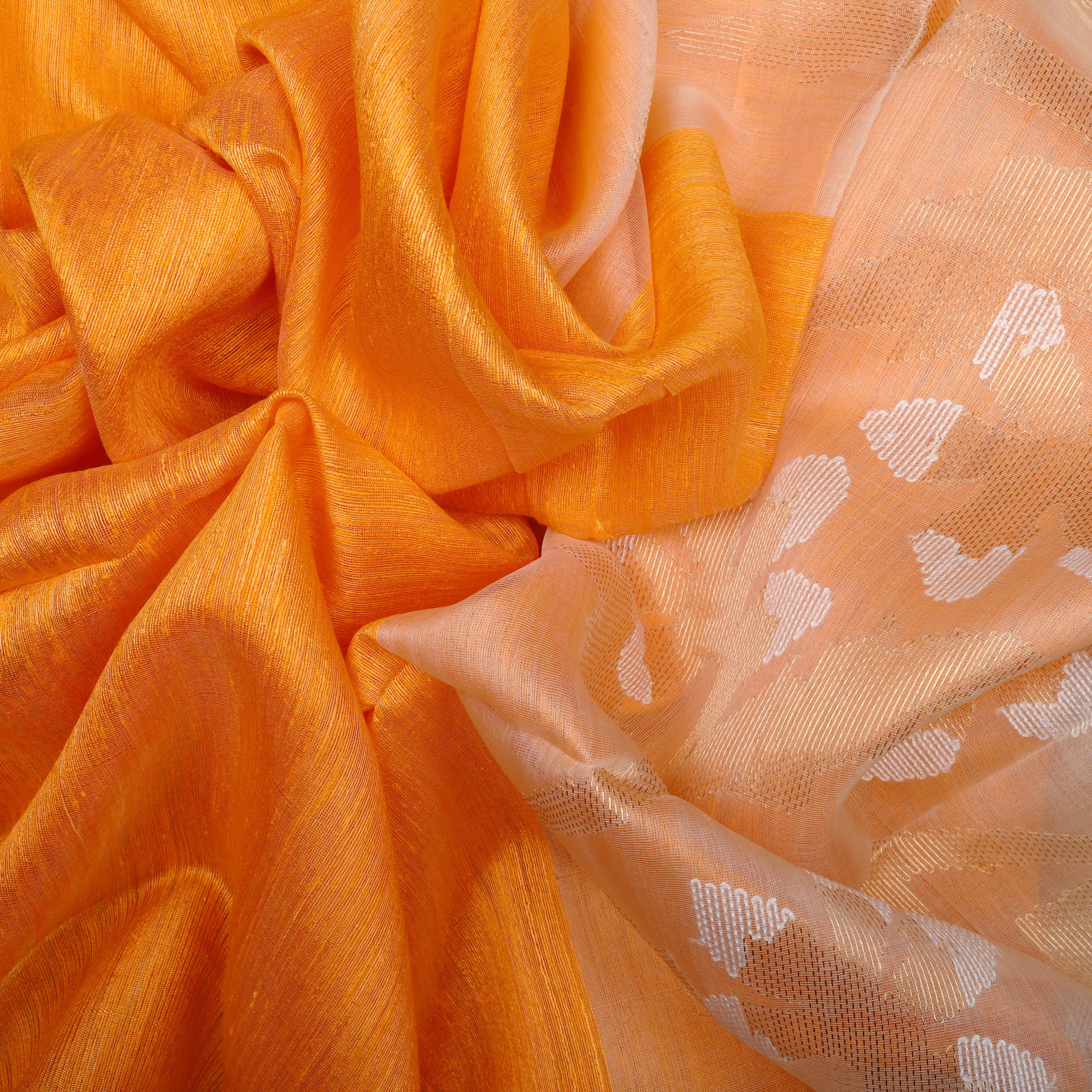 Handwoven Orange Matka Silk Saree - 1274T003869DSC