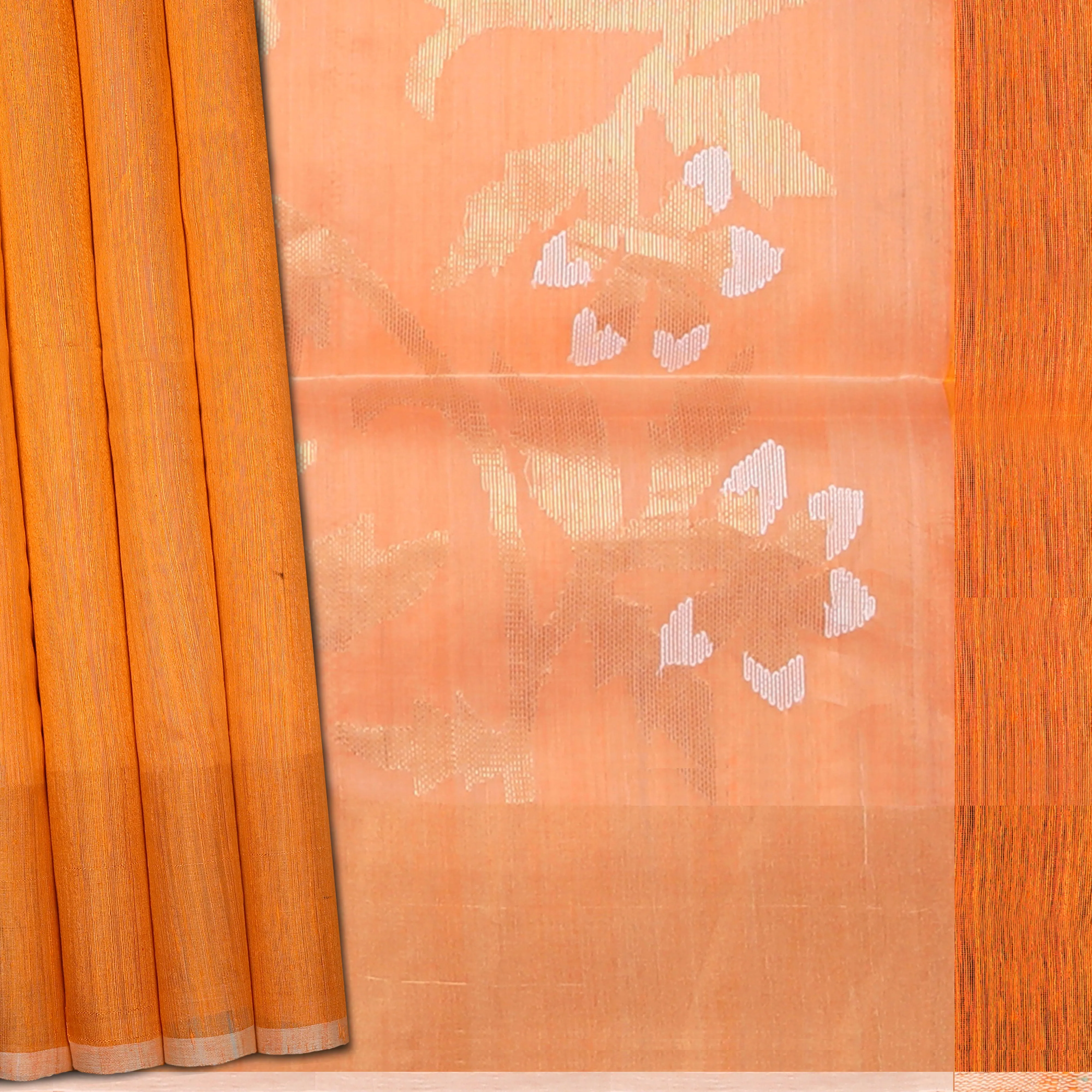 Handwoven Orange Matka Silk Saree - 1274T003869DSC