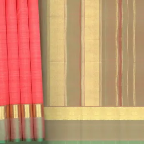 Handwoven Orange with Green Kanjivaram Silk Saree - 1353T004832DSC