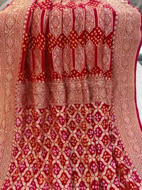 Handwoven Pure Bandhani Banarasi  Saree Blouse