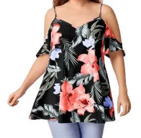 Hibiscus Cold Shoulder Blouse