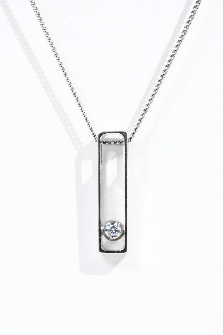 Hollow Bar Pendant - Silver