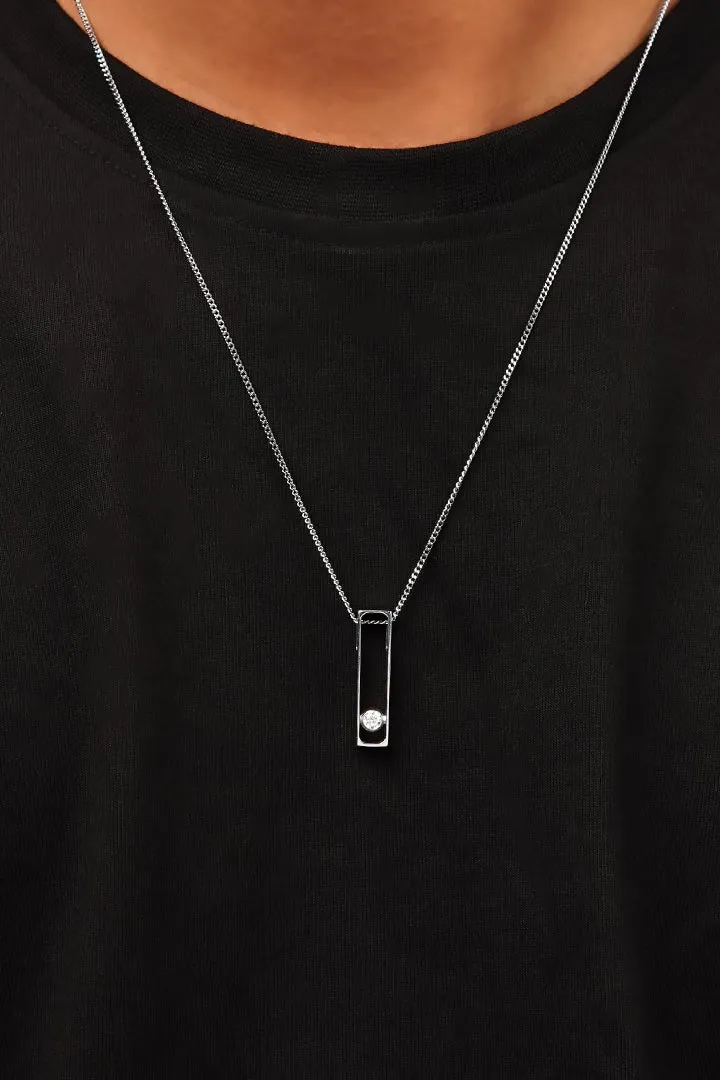 Hollow Bar Pendant - Silver