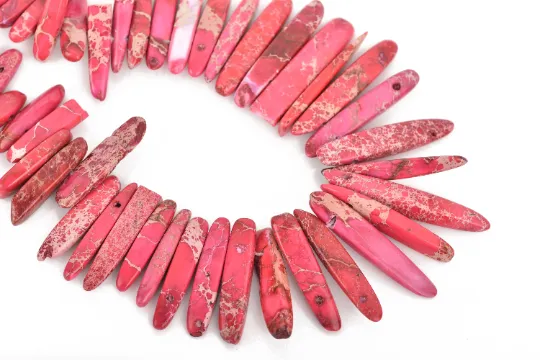 Hot Pink AQUA TERRA JASPER Gemstone Stick Beads, 1/2 to 1-1/2, gemstone, full strand, about 75-80 beads, gja0193