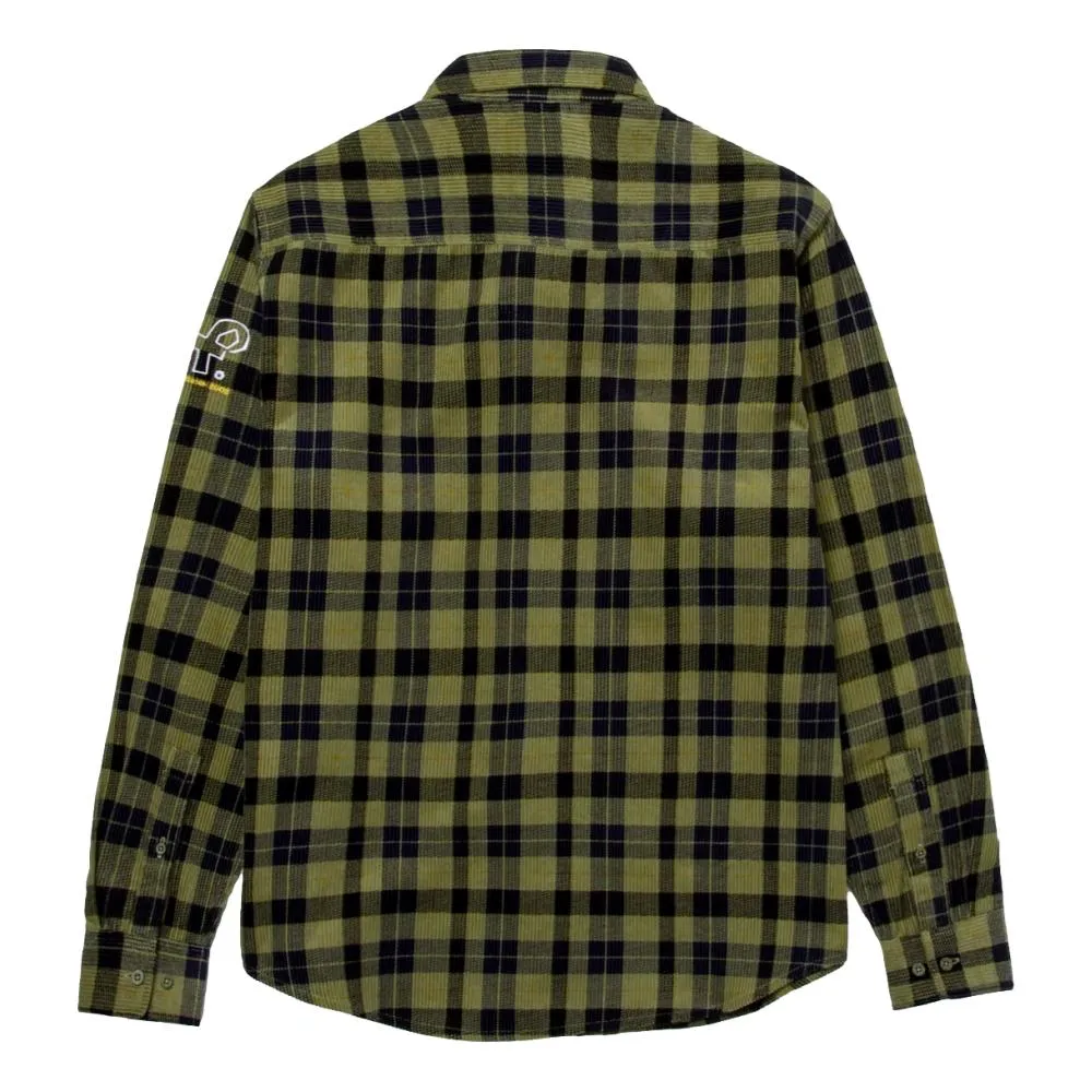 HUF PRINTED WAYLON L/S CORD SHIRT-OLIVE