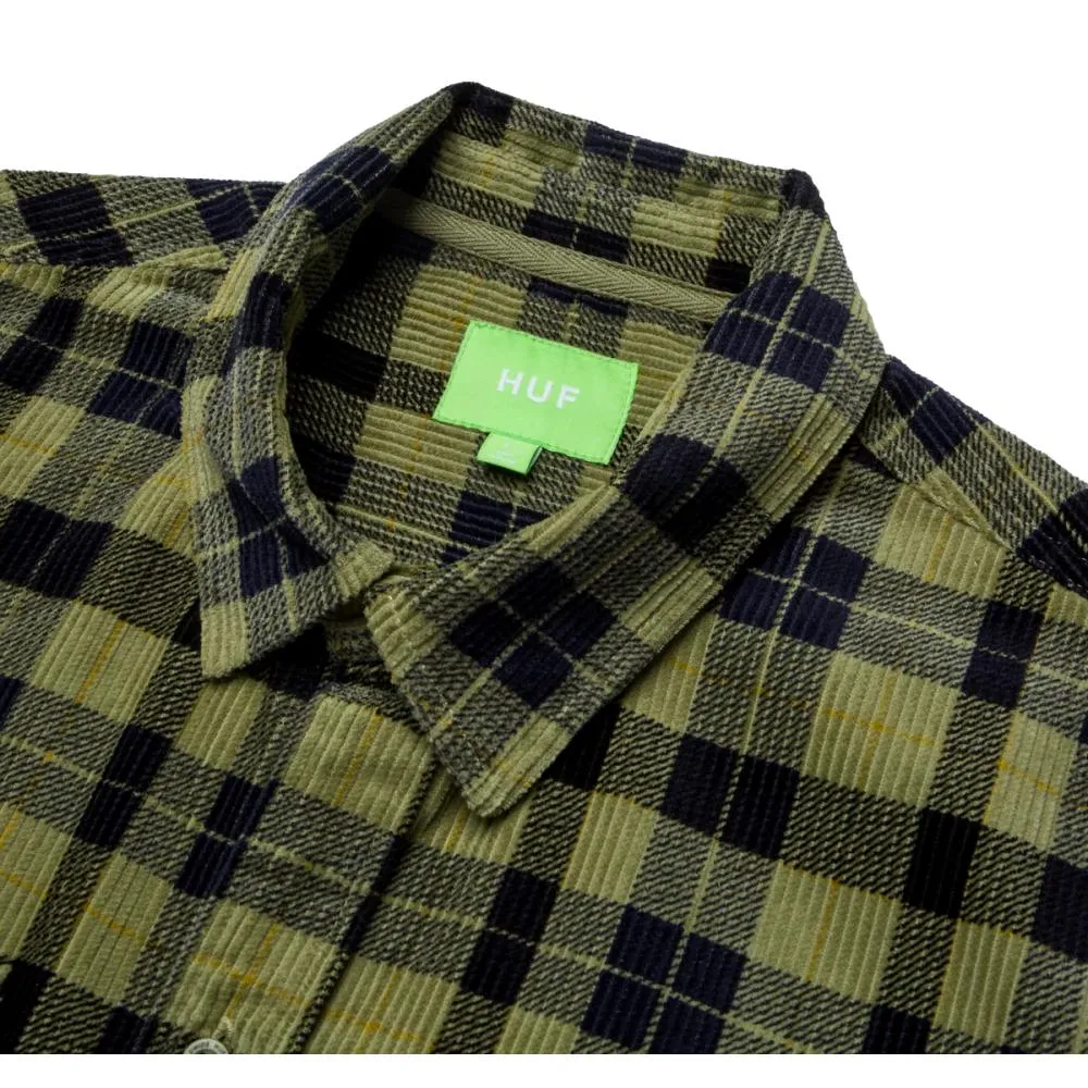 HUF PRINTED WAYLON L/S CORD SHIRT-OLIVE