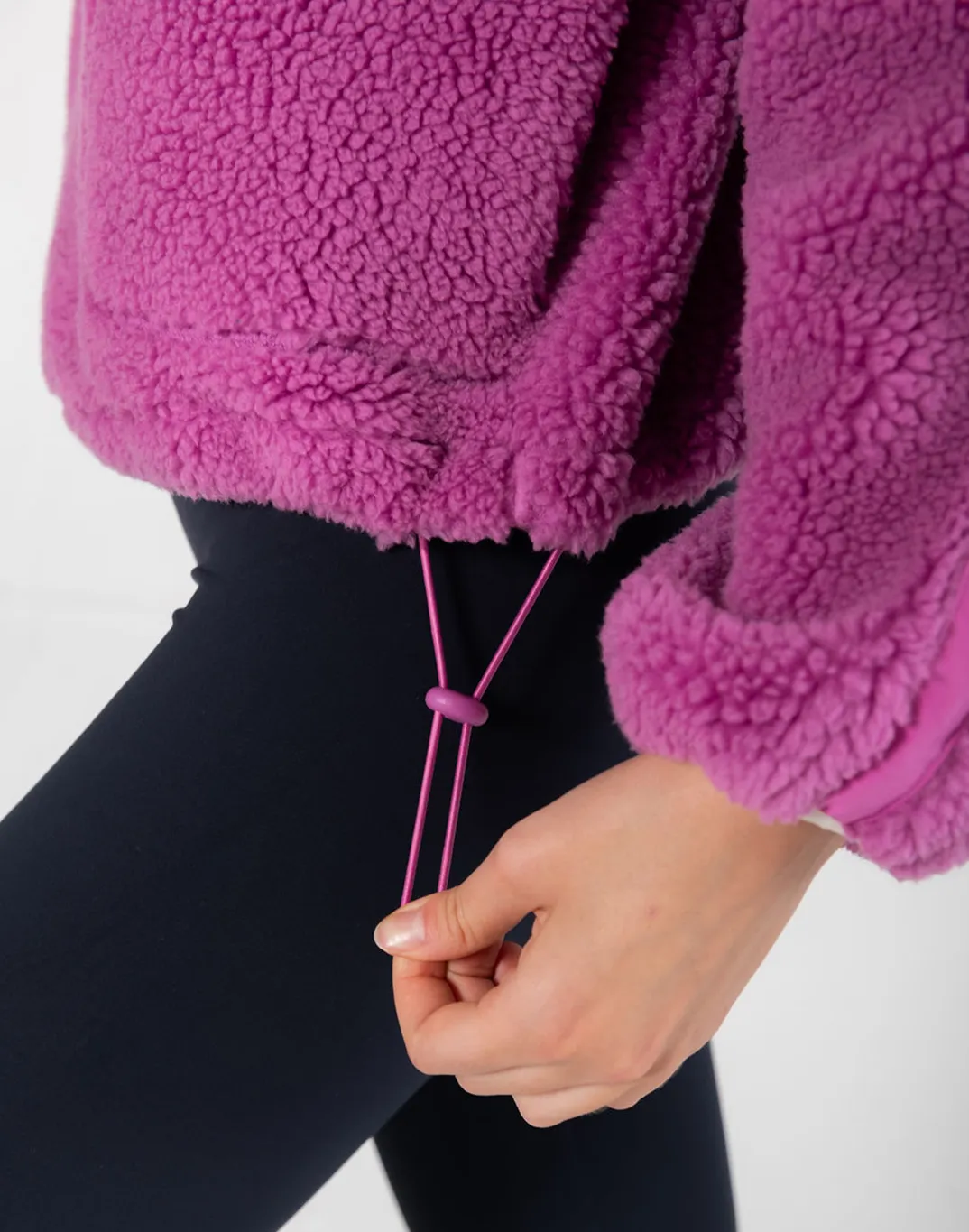 Industry Fleece Hooded Crop Half Zip in Crisp Pink