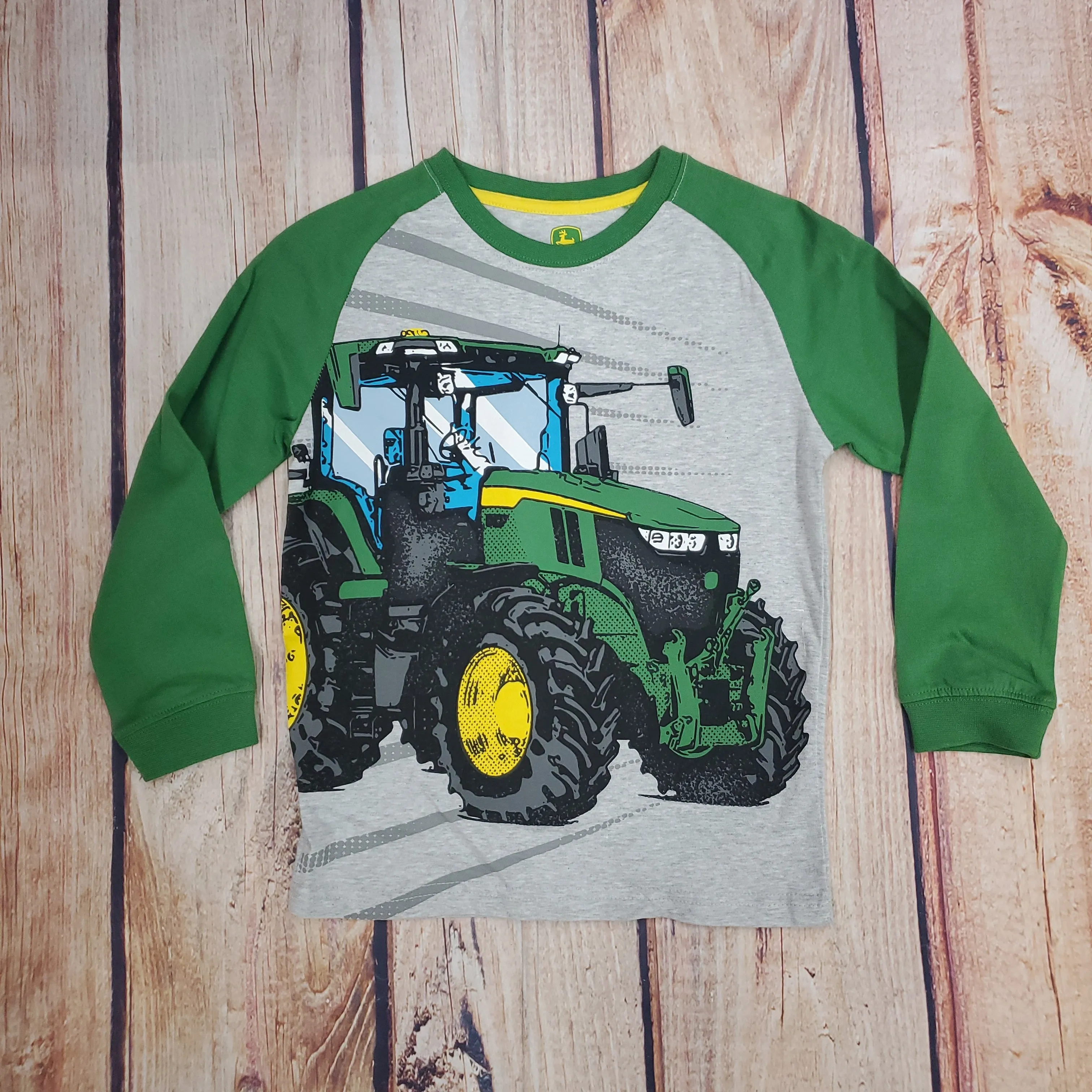 John Deere Raglan Tractor Long Sleeve Shirt