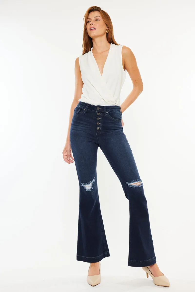 Kancan Ultra High Rise Flare Jeans (Petite)