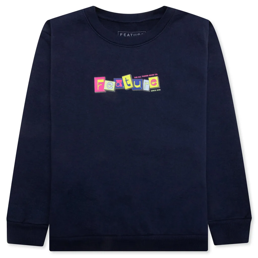 Kids Scrabble Crewneck - Navy