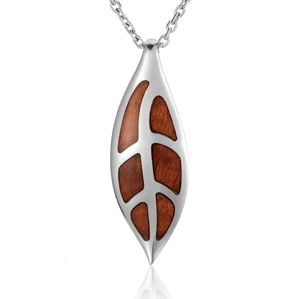 Koa Wood Maile Leaf Pendant