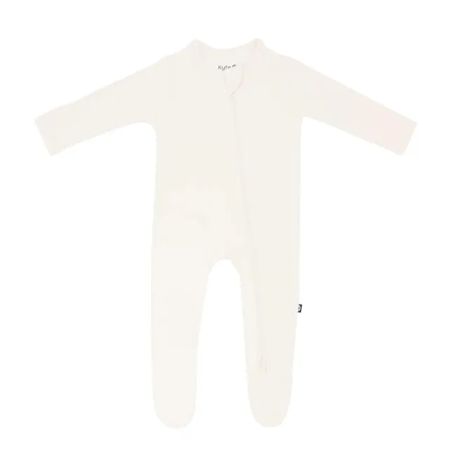 Kyte Baby Zippered Footie in Ecru