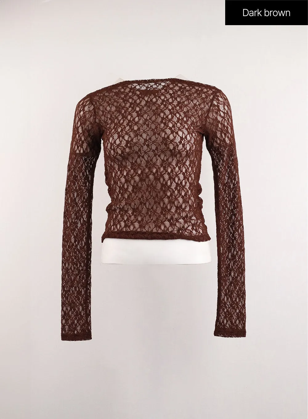 Lace Asymmetrical Floral Lace Long Sleeve Top CJ415