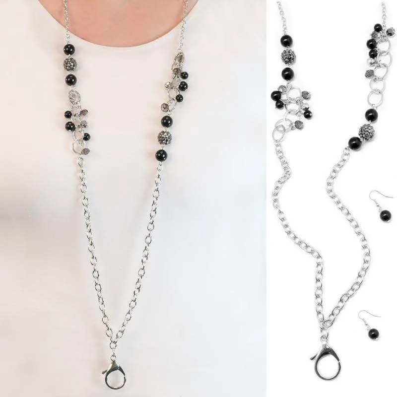 Lady of the House Black Lanyard Necklace