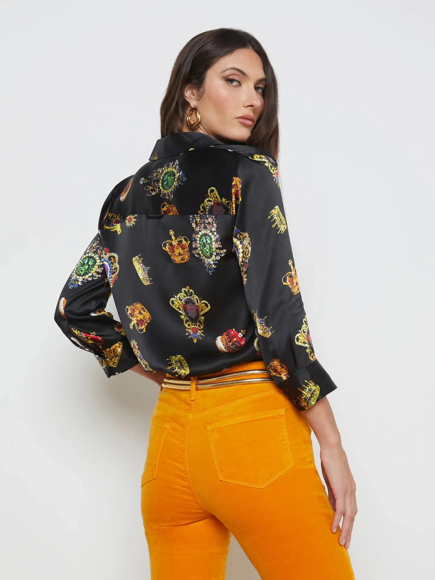 L’agence - Dani Blouse - Black Multi Crown Medallion