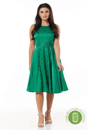 Lalita Green Fit&Flare Round Neck  in Recycled Jac