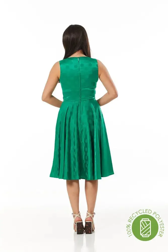 Lalita Green Fit&Flare Round Neck  in Recycled Jac