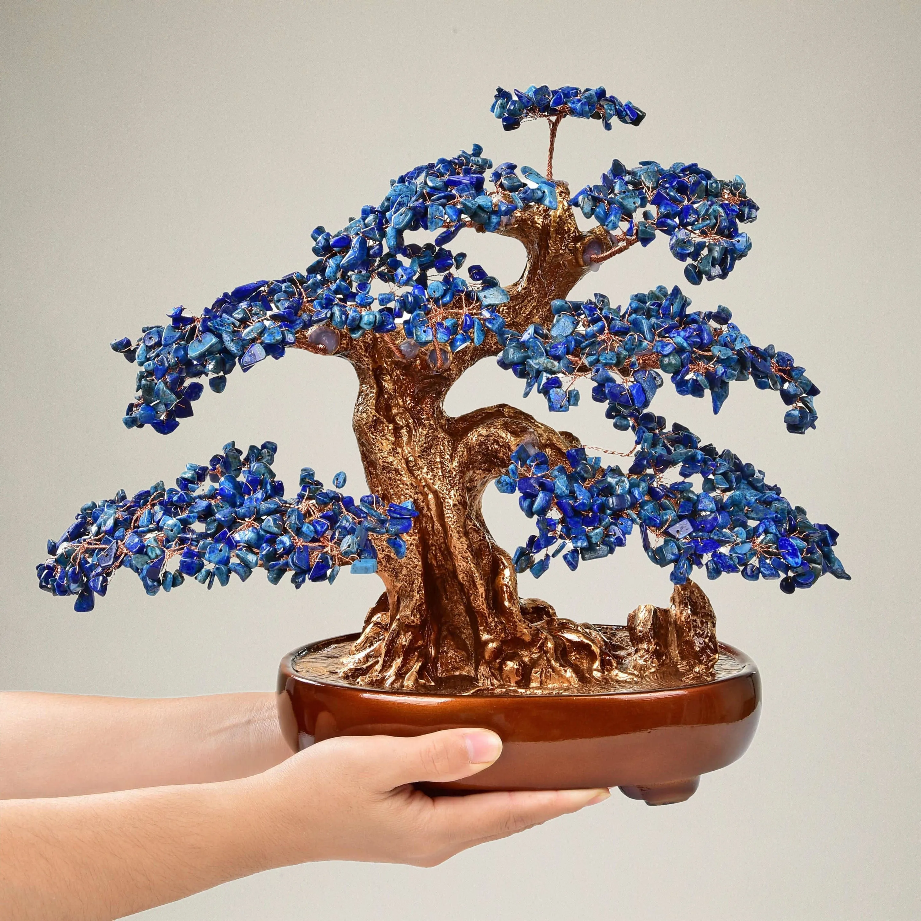 Lapis Bonsai Tree of Life with 1,251 Natural Gemstones