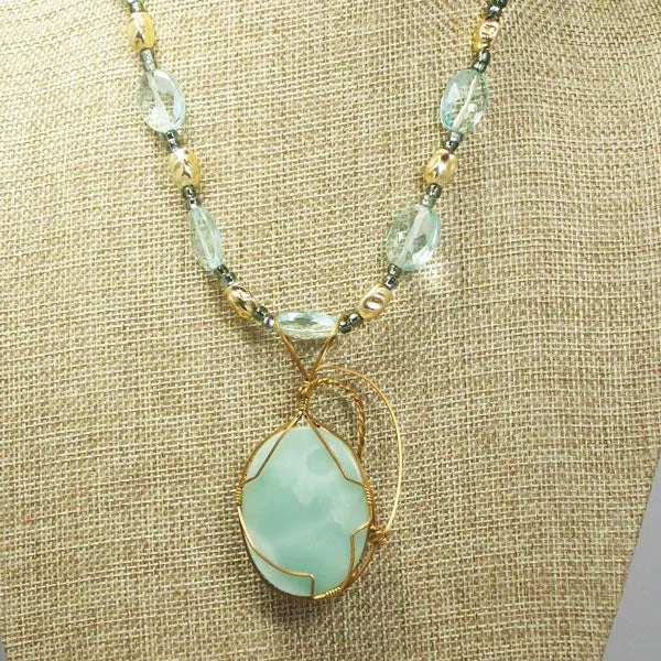 Larissa Aventurine Cabochon Pendant Necklace