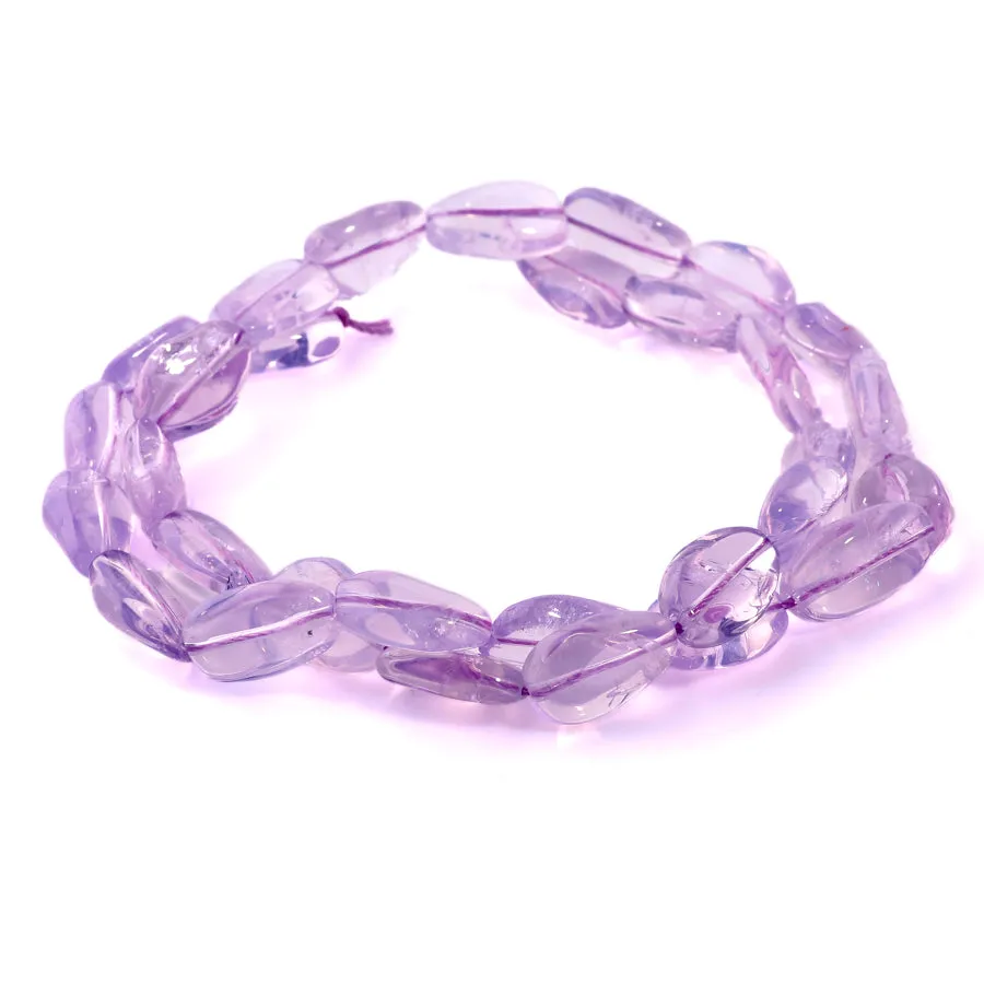 Lavender Amethyst Clear Tumbled 7x11-8x20mm Nugget - 15-16 Inch