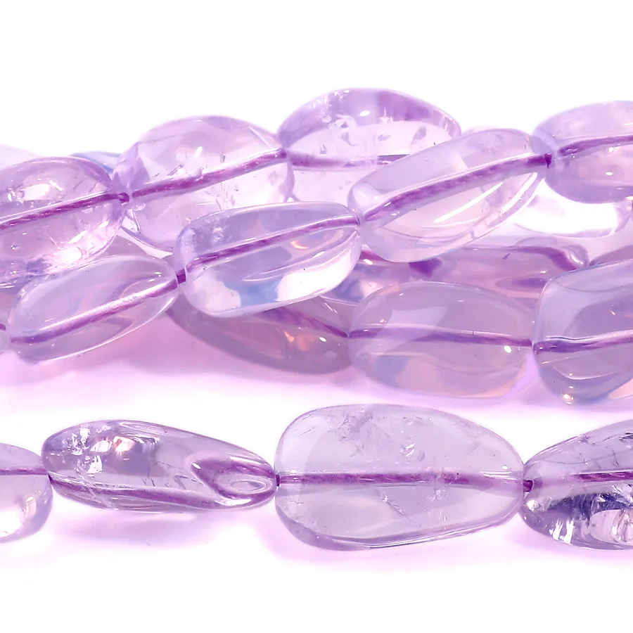 Lavender Amethyst Clear Tumbled 7x11-8x20mm Nugget - 15-16 Inch