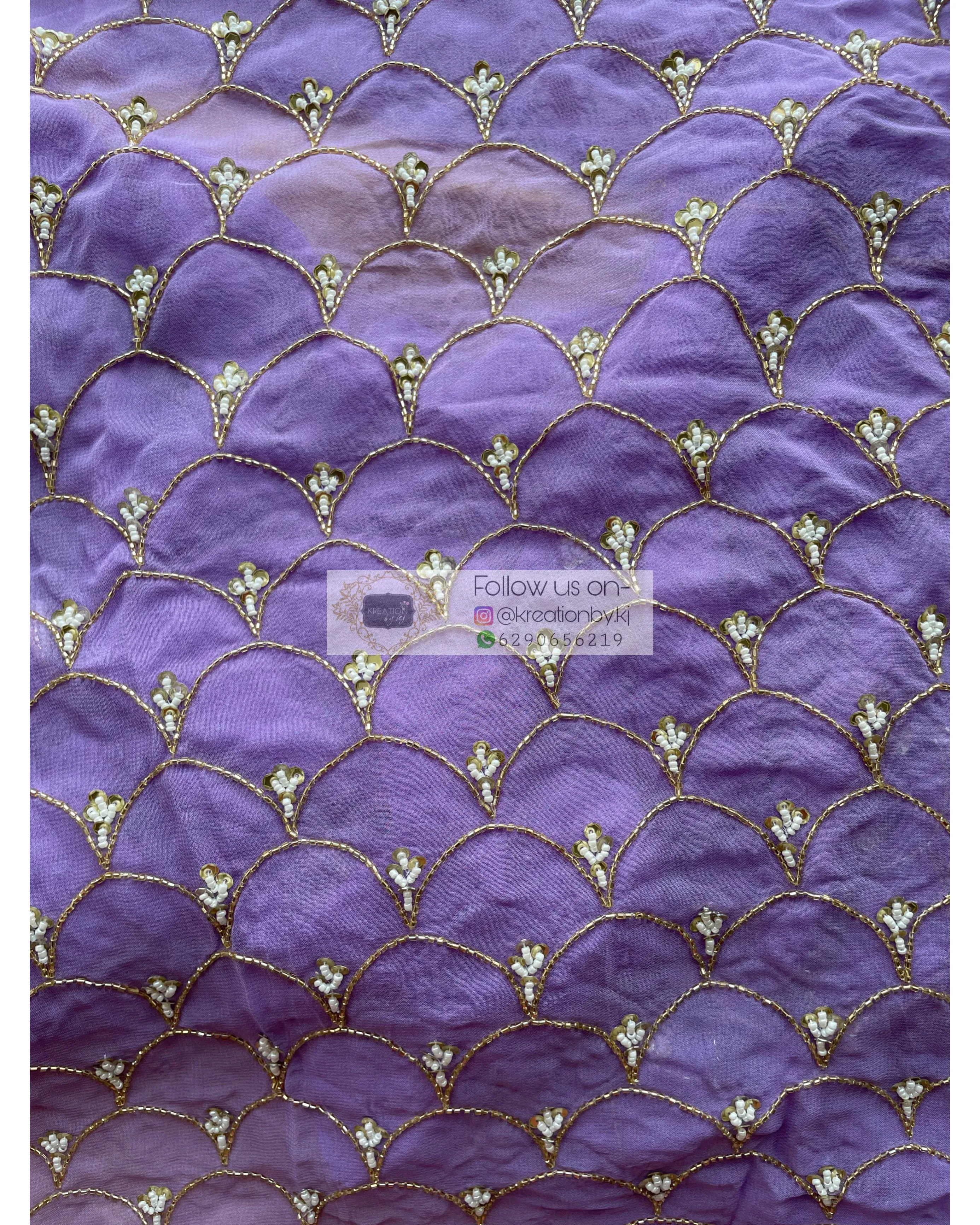 Lavender Georgette Cutdana Mehraab Jaal Saree