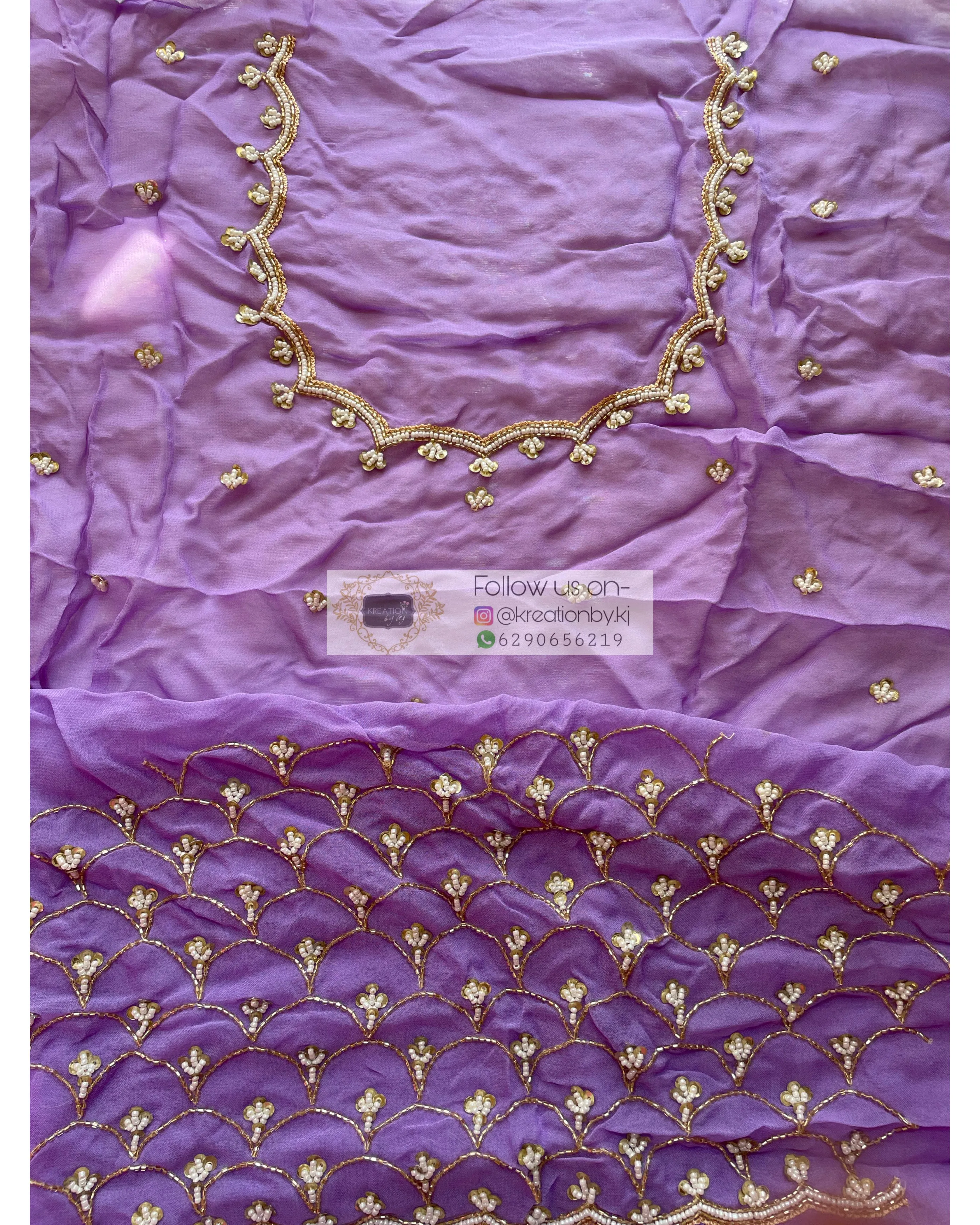 Lavender Georgette Cutdana Mehraab Jaal Saree