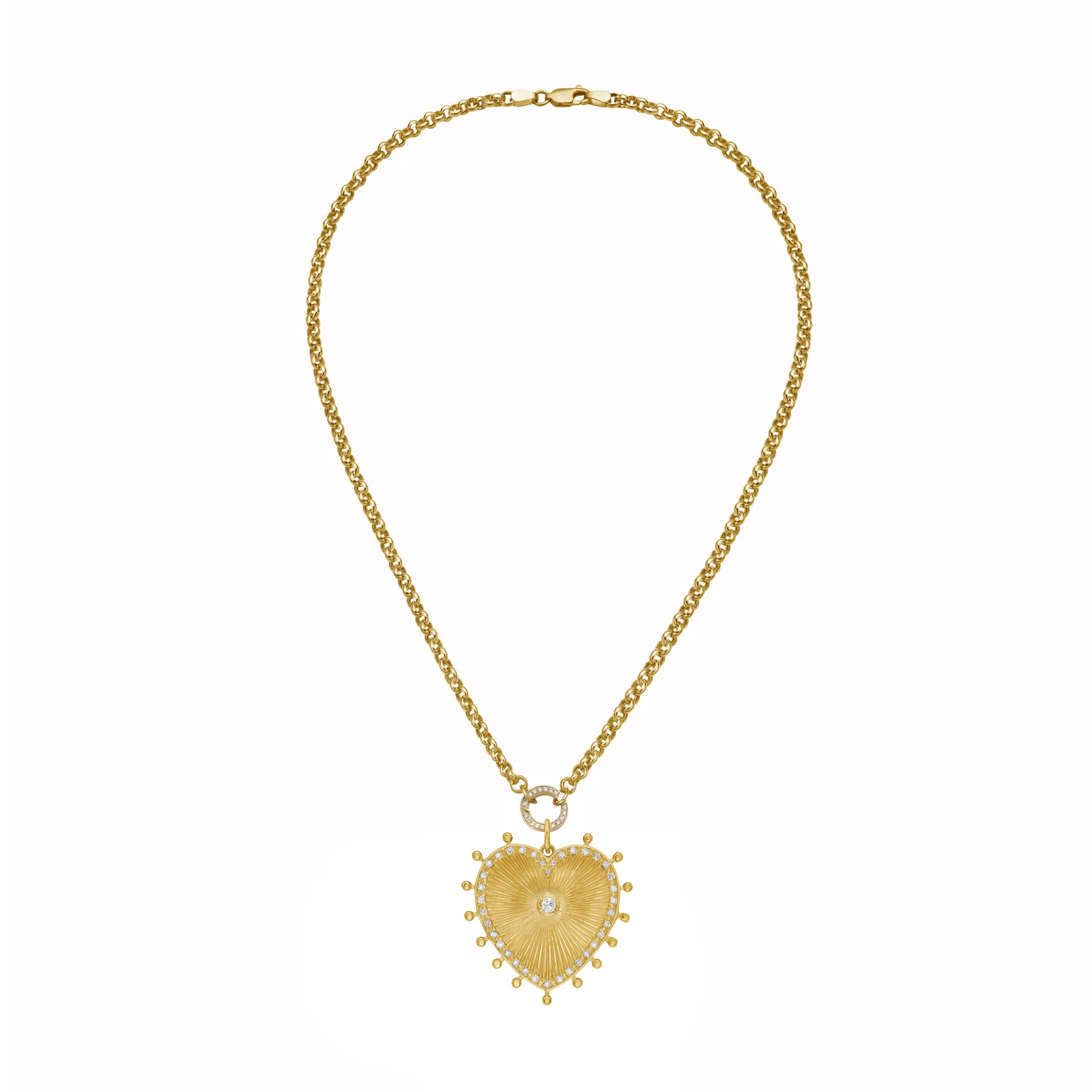 Lionheart - Cassandane - Large Diamond Heart Medallion, Yellow Gold