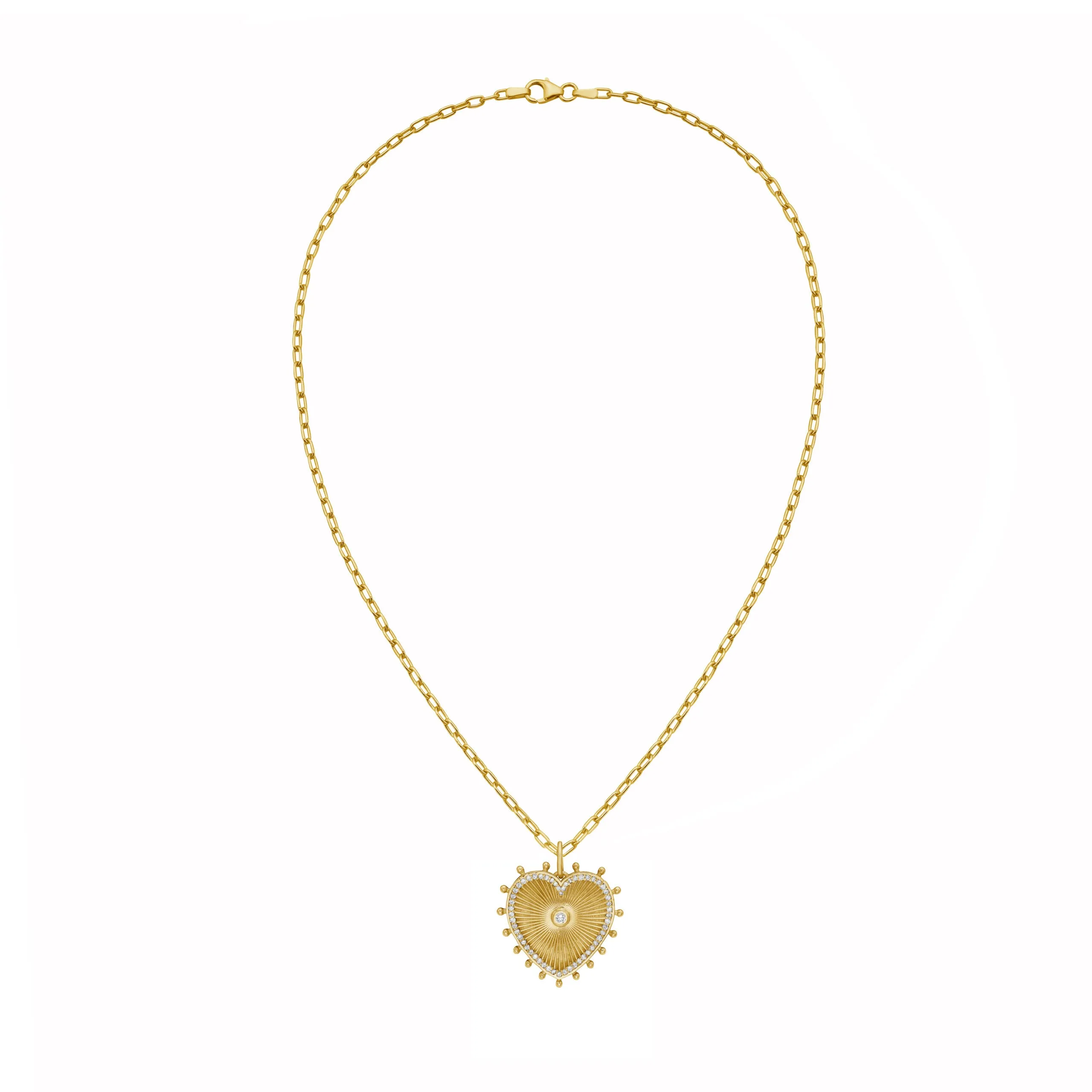 Lionheart - Cassandane - Small Diamond Heart Medallion, Yellow Gold