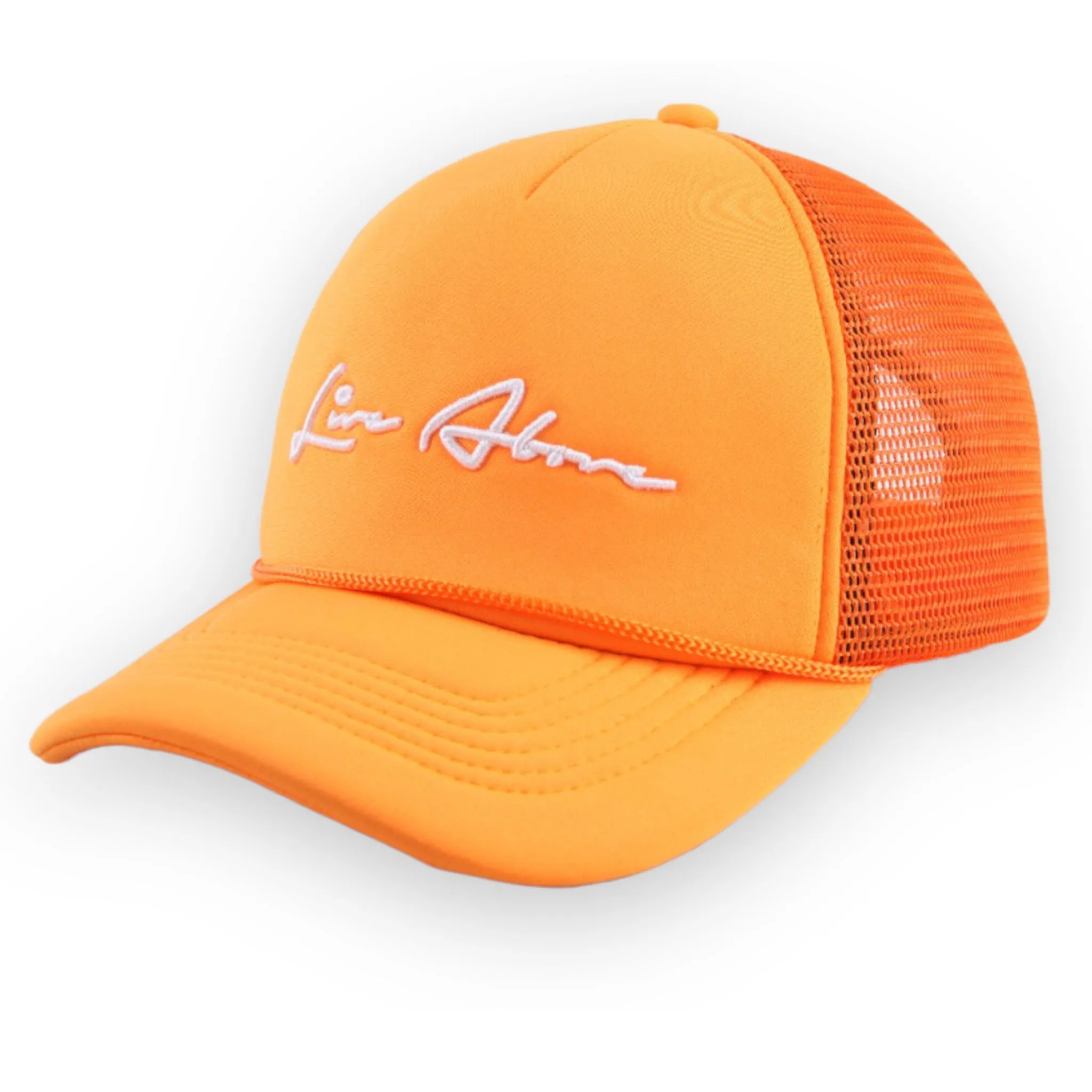 Live Above Signature Trucker Hat- Orange Neon