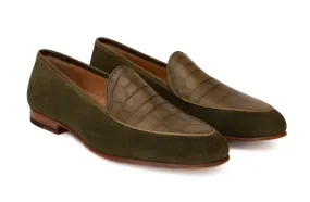 Loafer with Croc Textured Apron