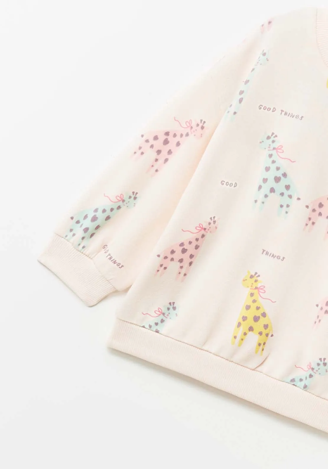 Long Sleeve Giraffe Sweatshirt - Green