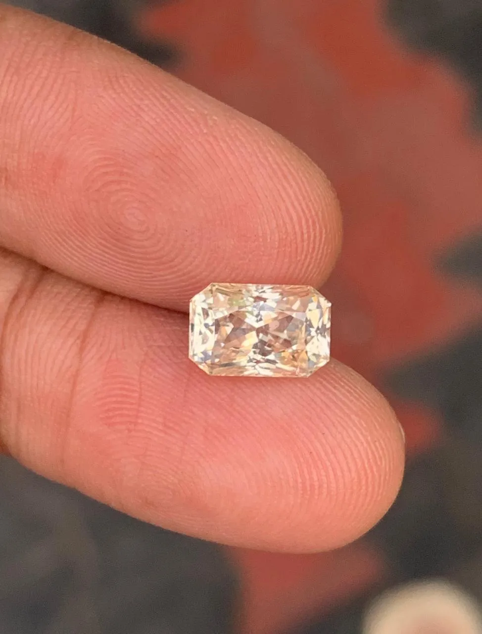 Loose 3.25 Ct Octagon Peach Pink Sapphire