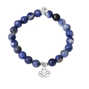 Lotus | Stone Beaded Charm Bracelet | Sodalite