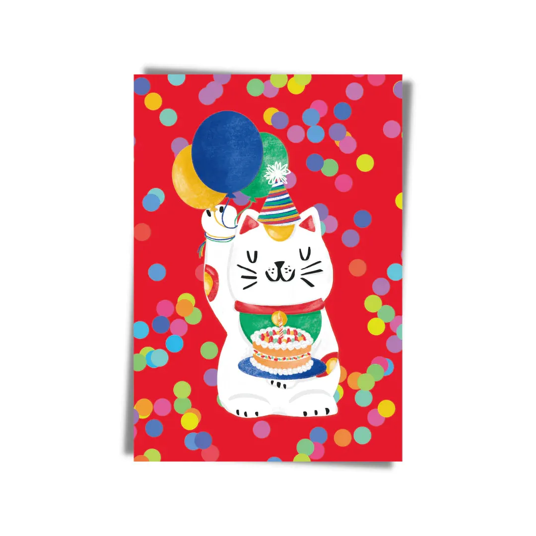 Lucky Cat Balloon Card