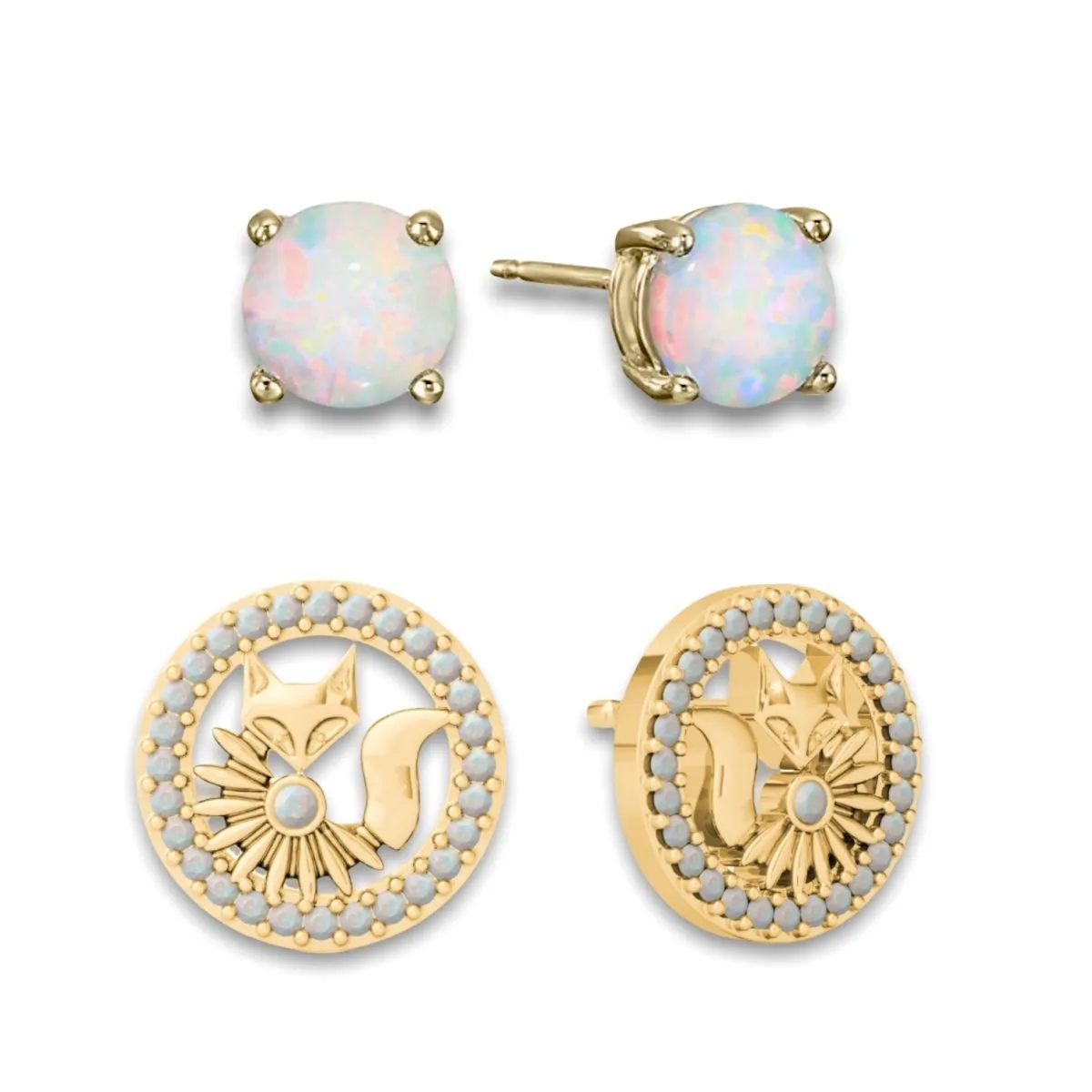 Lucky Charlie Opal Fox Earrings Set