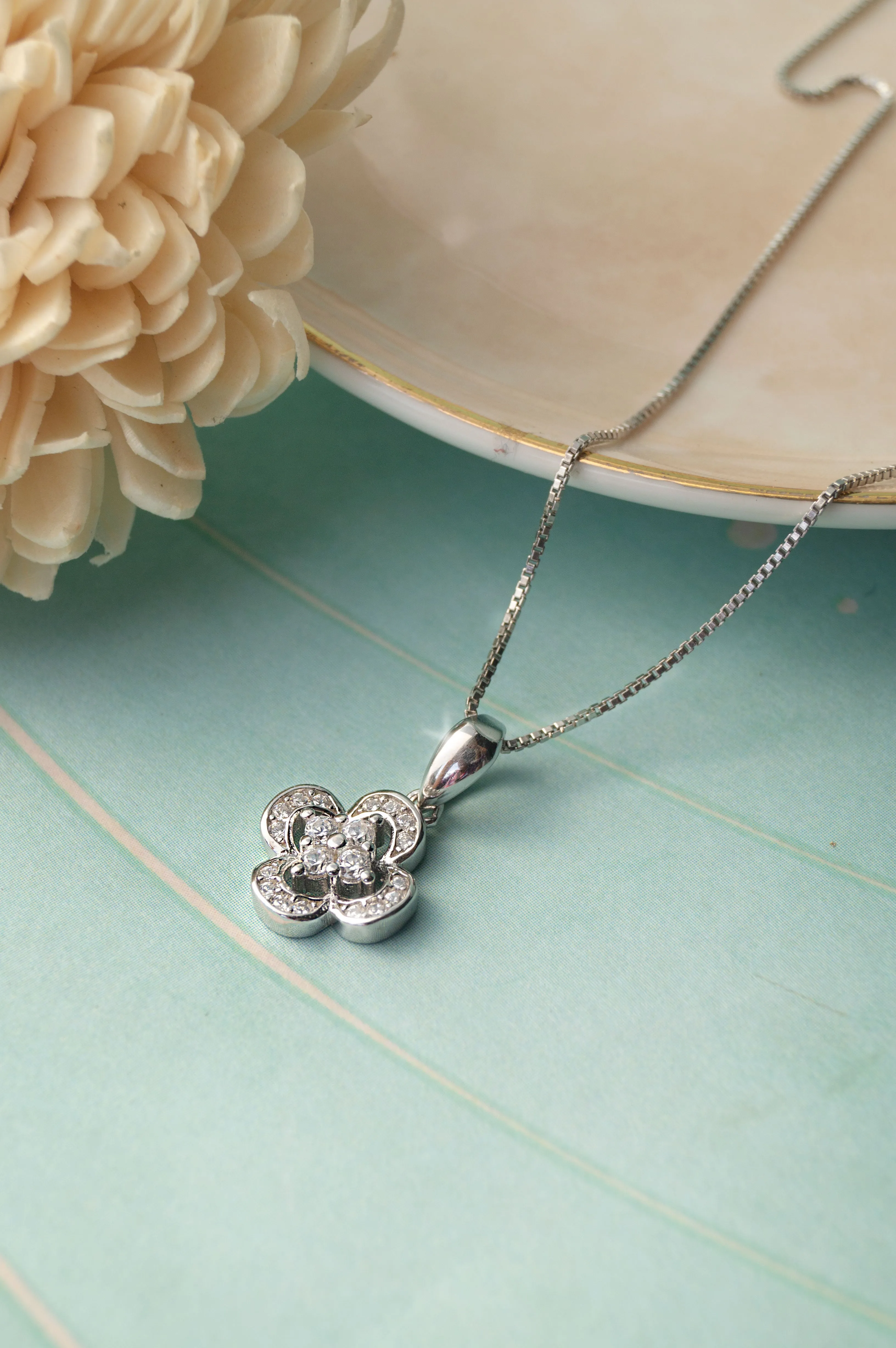 Lucky Clove Flower Sterling Silver Pendant