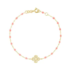 Lucky Clover Classic Gigi Fuchsia diamond Bracelet, Yellow Gold, 6.7"