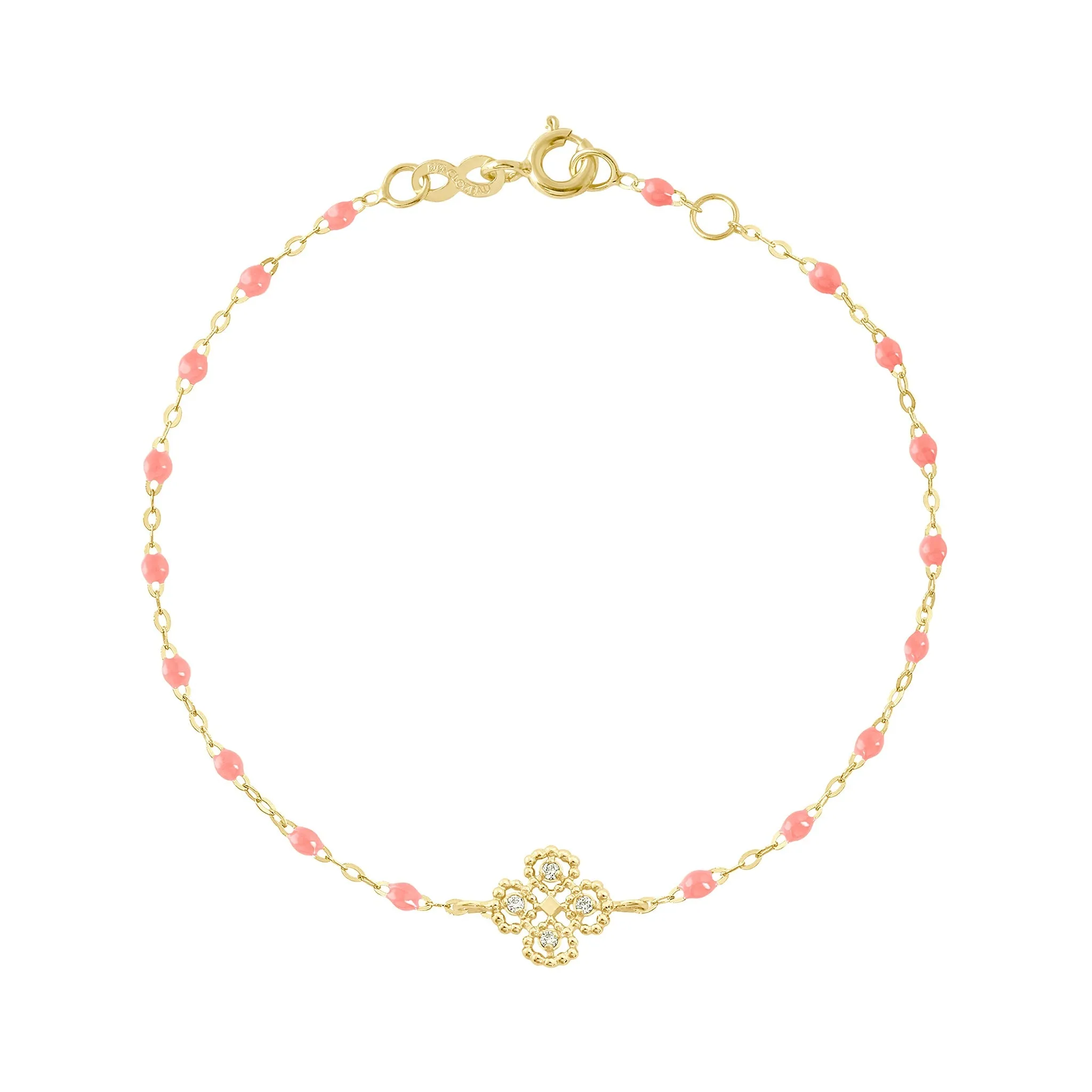 Lucky Clover Classic Gigi Fuchsia diamond Bracelet, Yellow Gold, 6.7"