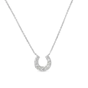 Lucky Diamond Pavé Horseshoe Pendant Necklace